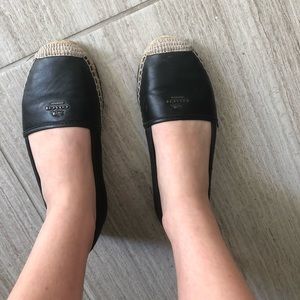 Coach Black 'rhodelle' Espadrille Skimmer Flats